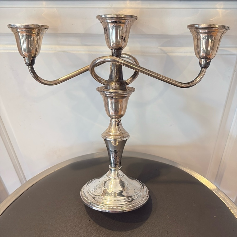 International Sterling Weighted Reinforced 3-Candle Candelabra, Model 103 15